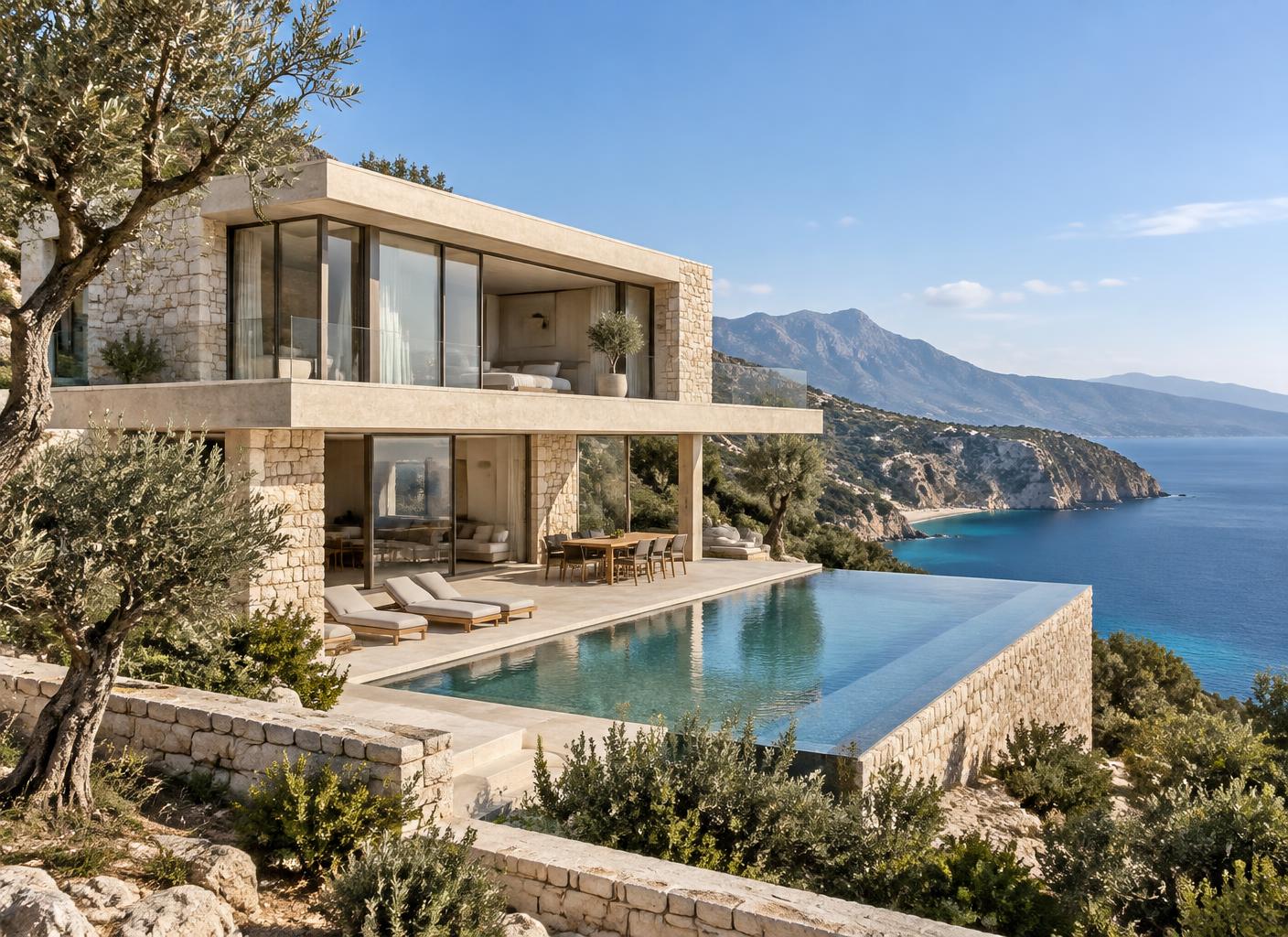 The Olive Residence, illustrative villa overlooking the Albanian coast